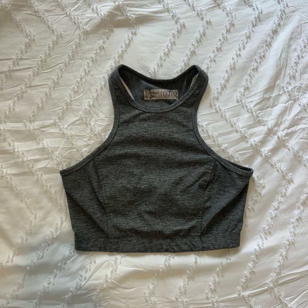 Outdoor Voices grey Athena crop top bra Small